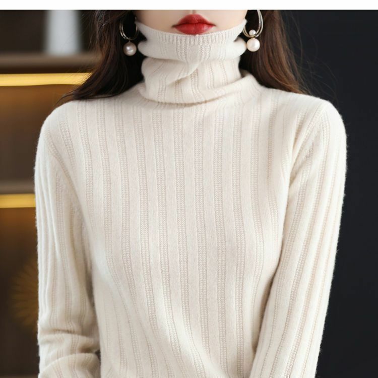 New Autumn Winter Large Size Sweater Women's Loose Pullover Thin Turtleneck Knitted Warm Skin-friendly Solid Color Base Jumpers