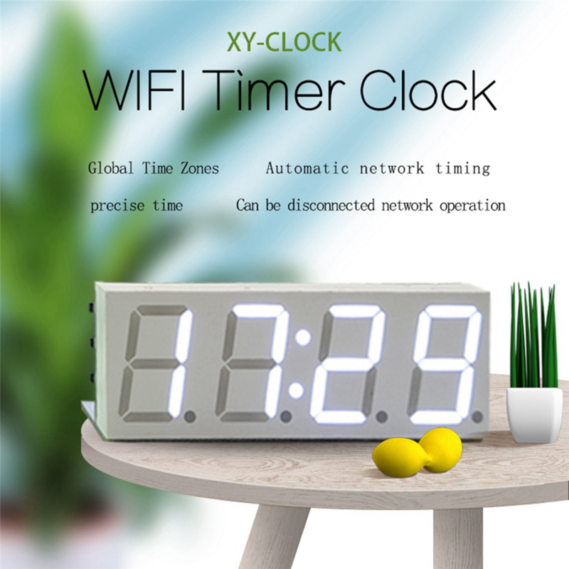 2X Wifi Time Service Clock Module Automatic Clock DIY Digital Electronic Clock Wireless Network Time Service White