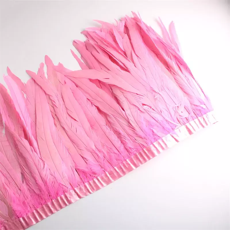 10Yard/lot Rooster Tail Feathers Trims for Needlework DIY Handicrafts 25-30cm Feather Fringes for Clothes Carnival Accessories