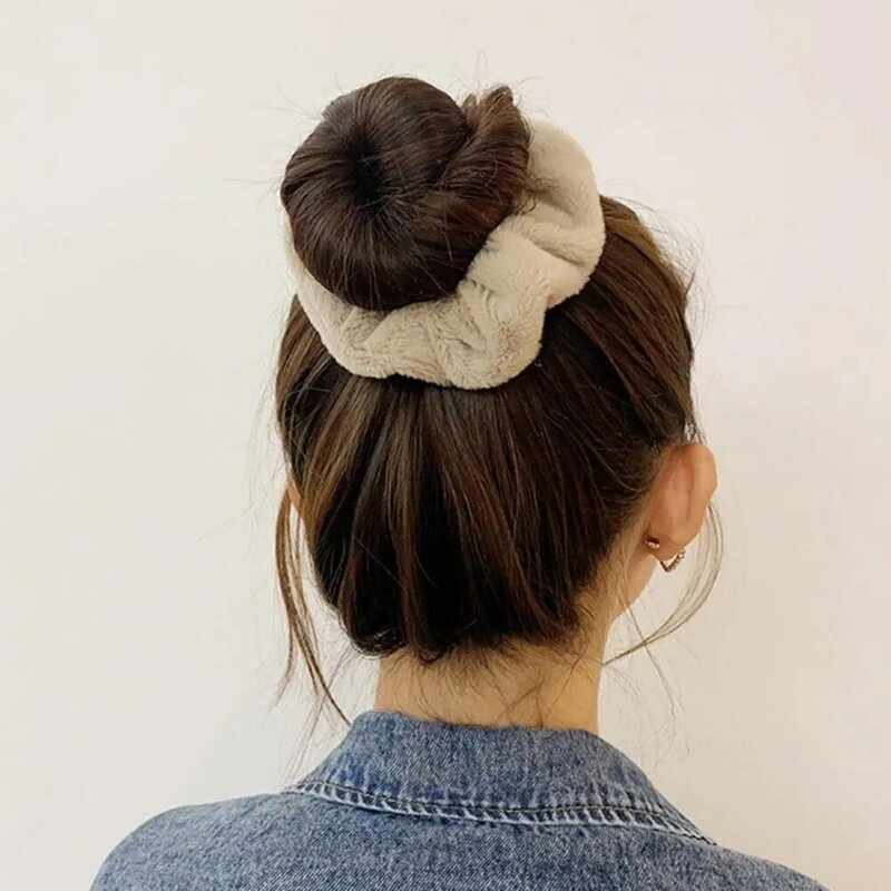 Women Hair Ties Winter Warm Cute Soft Solid Color Plush Hairband Hair Ring Rope Headwear