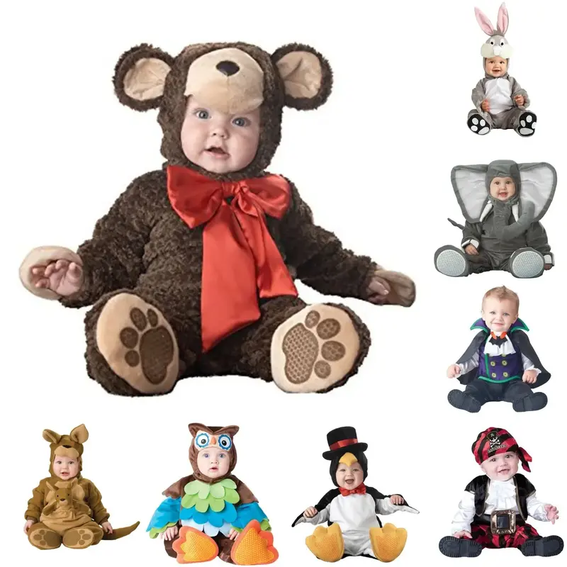Macacão de desenhos animados para bebê Onesie, flanela, quente, macio, fantasia, roupas de Halloween, roupas infantis, menino, menina, criança
