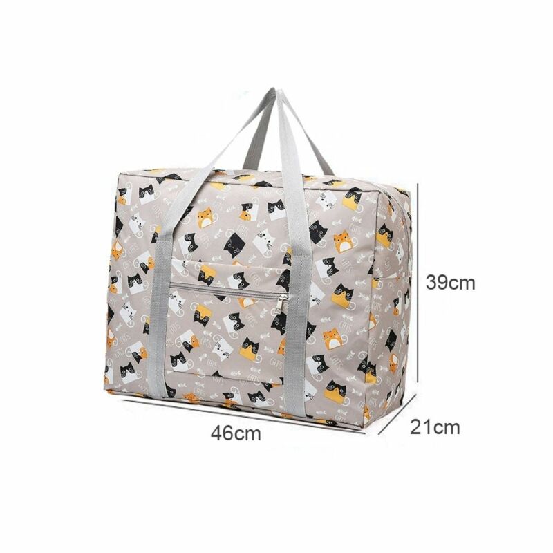 Waterproof Oxford Travel Duffel Bag Portable Large Capacity Foldable Clothing Storage Bag Cartoon Print Lightweight Luggage Bag
