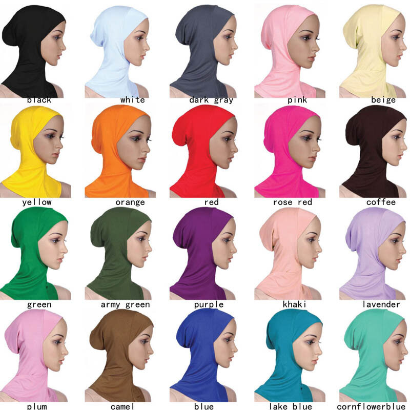 New Muslim Underscarf Women Modal Hijab Cap Adjustable Muslim Stretchy Turban Full Cover Shawl Cap Full Neck Coverage for Lady