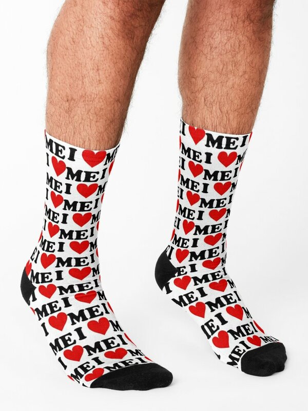 Зимние подарки на новый год, женские мужские носки I Love Me носки с принтом в форме сердца