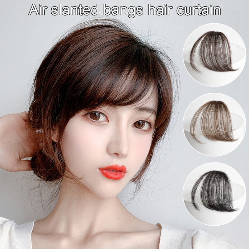Fashion Hand-woven Breeze Bangs Mini Lightweight Oblique Wig Piece with Its Own Curved Airy Feel Suitable for Women Daily Use