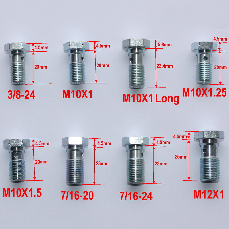 Cynkowe pojedyncze śruby Banjo 3/8-24, M10x1, M10x1.25, M10x1, 5, 7/16-24, 7/16-20, M12x1 do zaciskania hamulców samochodowych/silnikowych