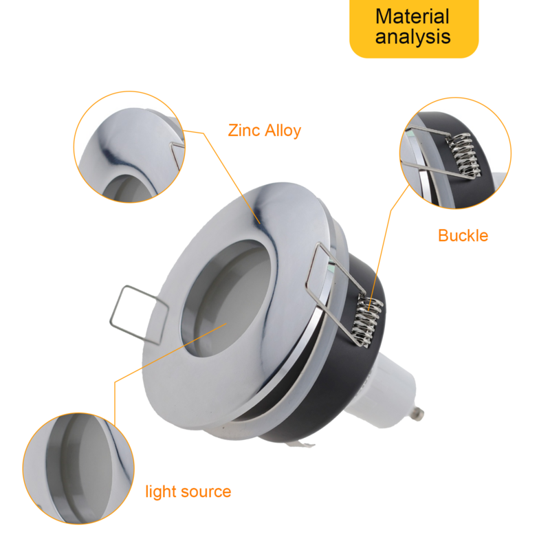 4pcs GU10 Recessed Downlight MR16 IP65 Waterproof Spot Lights Frame LED Bulb Changeable Base Socket Light