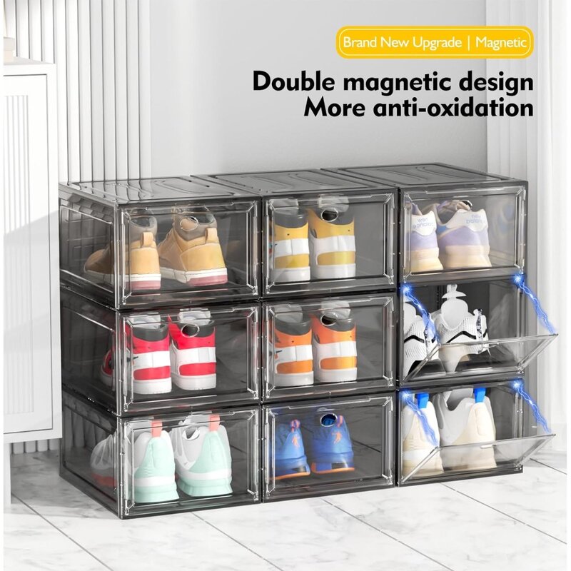 Pack Shoe Organizer, Upgrade Harder Solid Plastic Shoe Storage, Shoe Boxes Clear Plastic Stackable, Sneaker Storage,