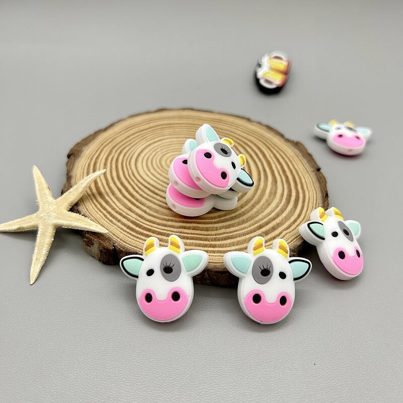 10 buah/lot manik-manik silikon DIY untuk bayi String pena manik-manik dot rantai kalung Aksesori aman menyusui mengunyah Kawaii hadiah mainan