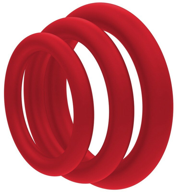 Anéis de pênis de silicone para homens Anel de galo durável Atraso de ejaculação Brinquedos sexuais de borracha Anéis masculinos Conjunto 3pcs