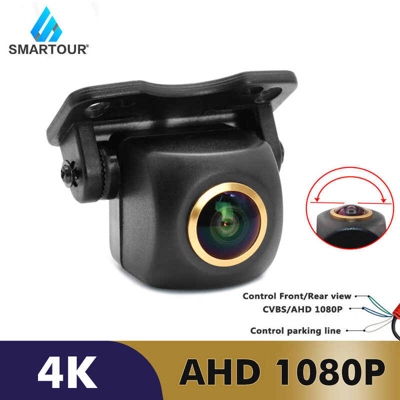 Smartour-cámara de visión trasera para coche, dispositivo HD de 180 grados, gran angular, 1080p, marcha atrás, visión nocturna, asistencia de estacionamiento