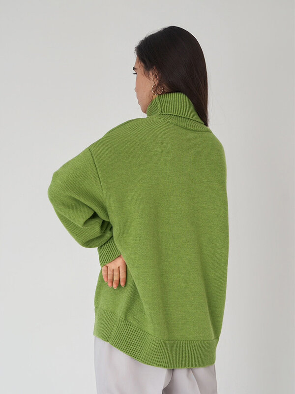 Maglione dolcevita donna CHIC autunno inverno Pullover caldo spesso Top Casual maglione lavorato a maglia sciolto femminile Pull