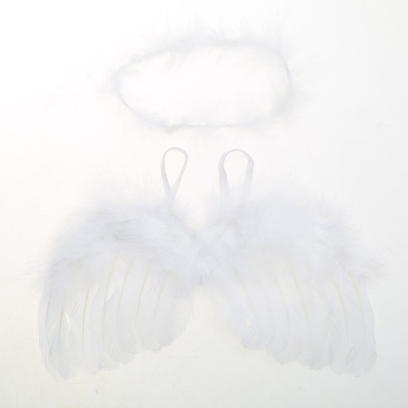77HD 2 шт., повязка на голову с белыми крыльями ангела, реквизит для фотосъемки новорожденных, крыло ангела с перьями