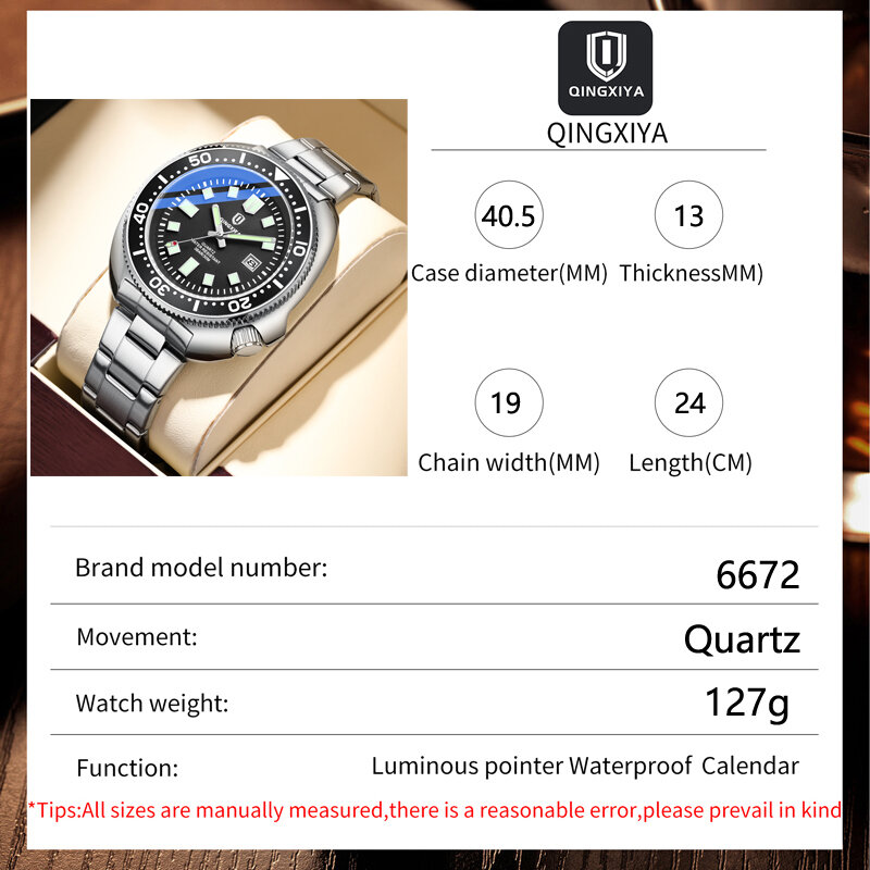 QINGXIYA 남성 패션 시계, 최고 브랜드 럭셔리 스테인레스 스틸 방수 야광 스포츠 날짜 쿼츠 시계