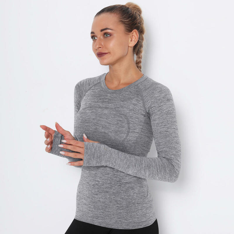 LULU ใหม่ที่กำหนดเองขายส่งผู้หญิงรวดเร็วแห้งการฝึกอบรมเสื้อผ้าออกกำลังกายมืออาชีพสุภาพสตรีแขนยาว Yoga เสื้อ