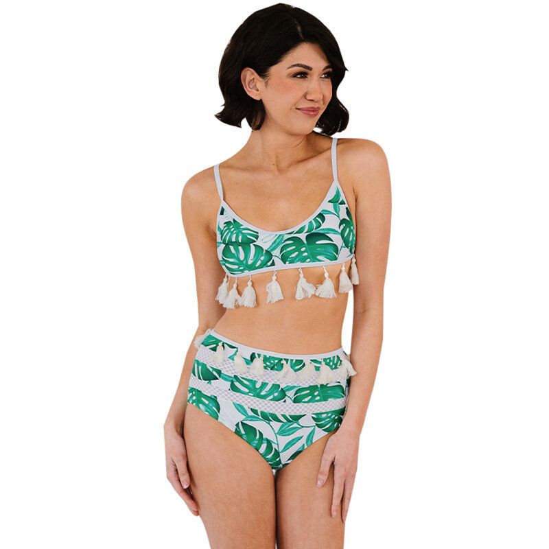 Mulheres Sexy Biquínis Halter Tassel Push Up Maiô Maiô Separado Swimwear Brasileiro 2023 Verão Tankini Beachwear Meninas