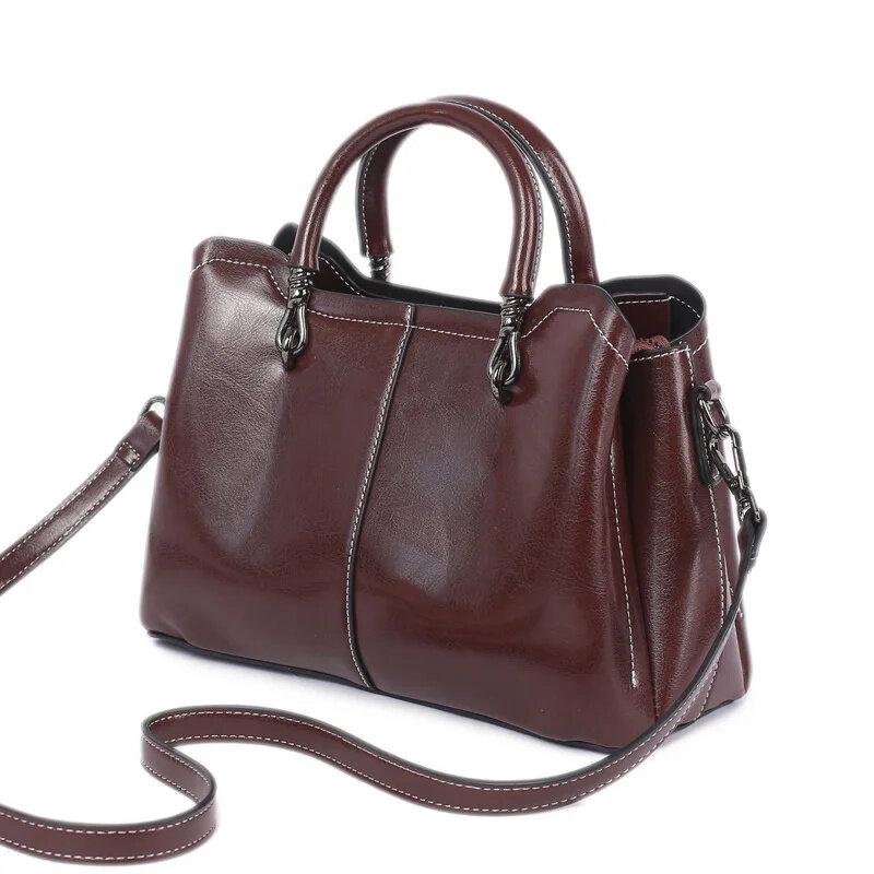 European American Style Genuine Leather Hand For Women Luxury Cowhide Ladies Tote Vintage Female Shoulder Messenger Bag