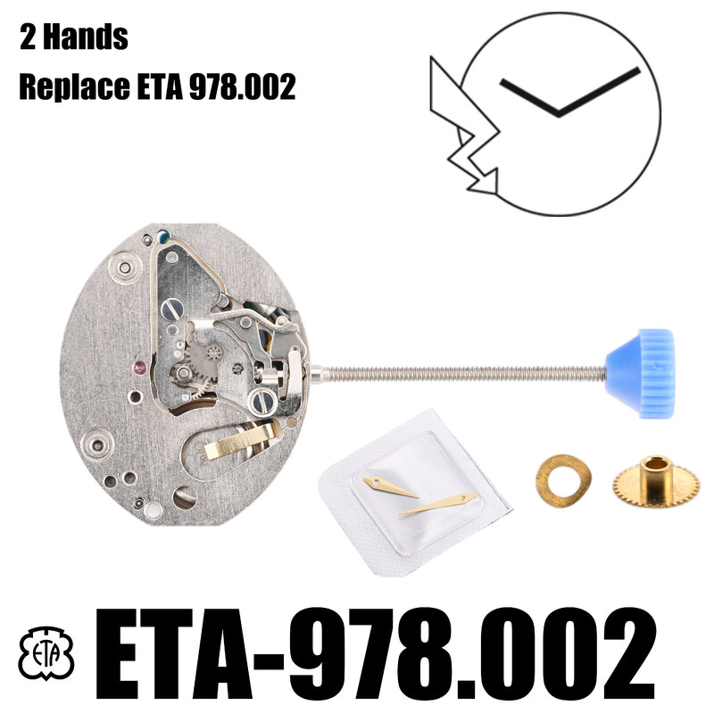 Часы, аксессуары, новинка, кварцевый механизм с двумя стрелками, замена ETA 978,002, механизм с двумя стрелками, серебряный механизм, подарок, стрелки часов