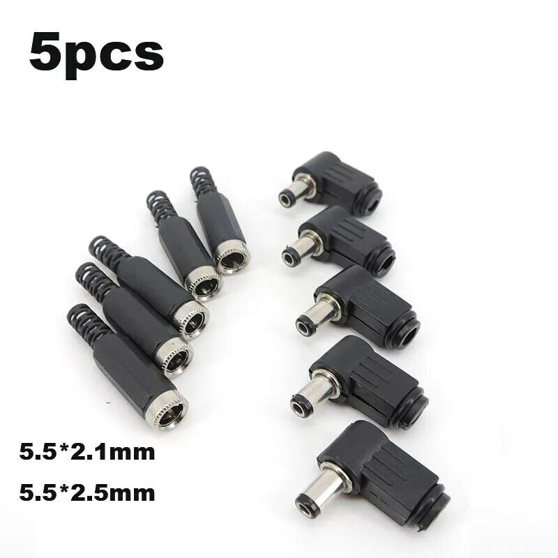 5.5MM * 2.5MM 2.1MM DC male female Power Plug Jack Socket Adapter straight Right angle 90 Degree power Connector 5.5*2.5 5521 e