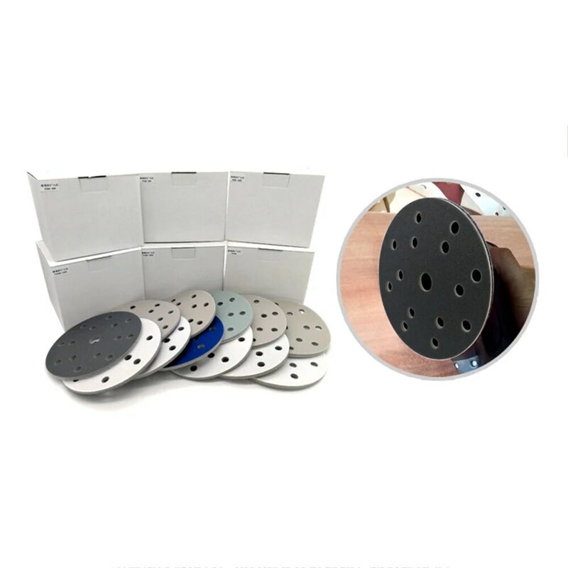 6” Inch 17 Hole Flocking Sponge Sanding Disc Sandpaper Wet And Dry Hook Loop 300-3000 Grit for Polishing And Grinding 150MM