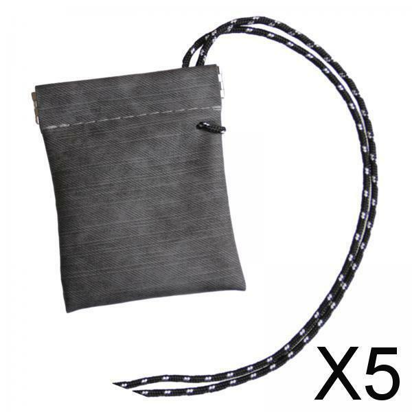 5xHanging Neck Pouch Key Bag Small Wallet Storage Bag for Men Women Earbud Bag Gray