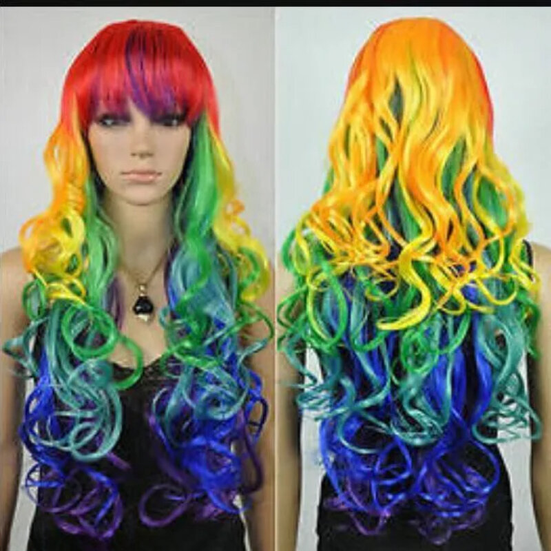 Parrucca spedizione gratuita nuovo arrivo-Lady Sexy lungo ondulato multicolore mix parrucca per capelli 21