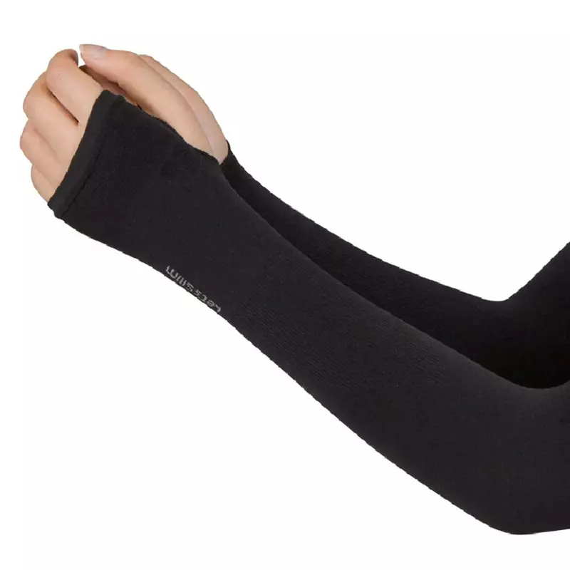 Sarung tangan pelindung lengan untuk pria wanita, 1 pasang sarung tangan sutra es perlindungan UV tabir surya panjang lengan sutra es