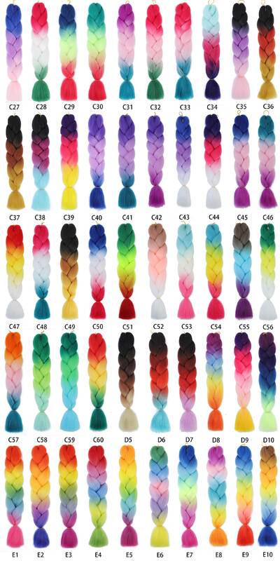 Jgreeting-Extensions de cheveux tressés synthétiques Afro, tresses au crochet, bleu rose violet blond ombré, 24 pouces