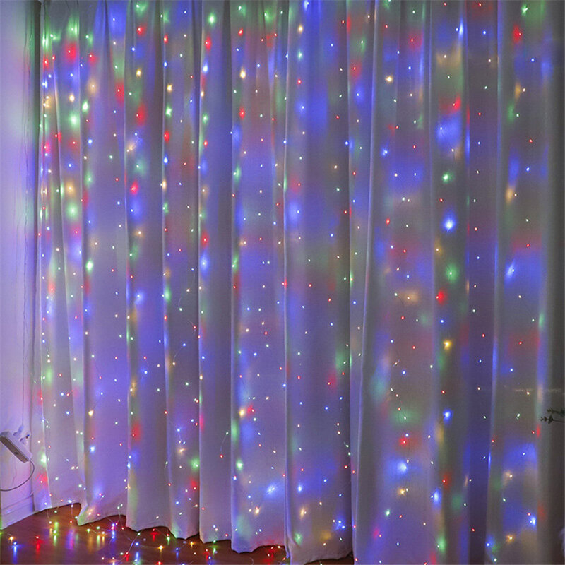 Weihnachten führte Fee Girlande Lichterketten USB-Fernbedienung 3x3m/3x2m Kupferdraht Vorhang Lichter für zu Hause Hochzeits feier Neujahr Dekor