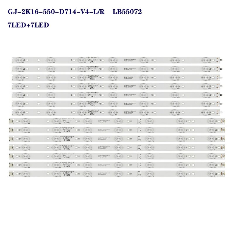 Rétroéclairage LED pour 55PUS6501/12 55PUS6551/12 55PUS6561 55PUS6581 TPTcape U2 GJ-2K16-550-D714-V4-L R LBM550M0701-KY-4 0 (R) (L)