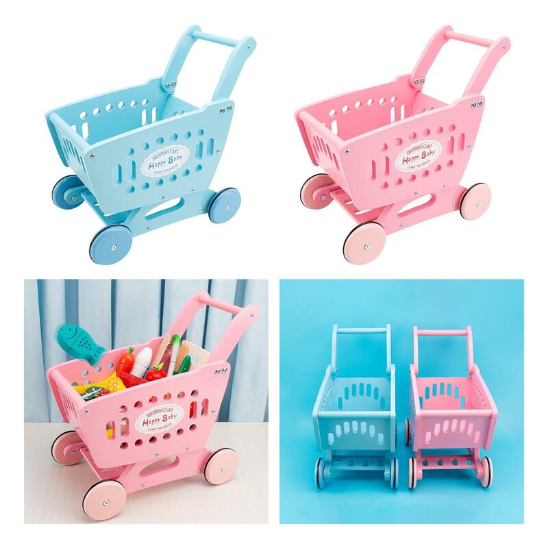 Kids Shopping Cart Trolley Pretend Toy Desk Storage Toys Supermarket Handcart Role Playing Game for Ages 3 and up