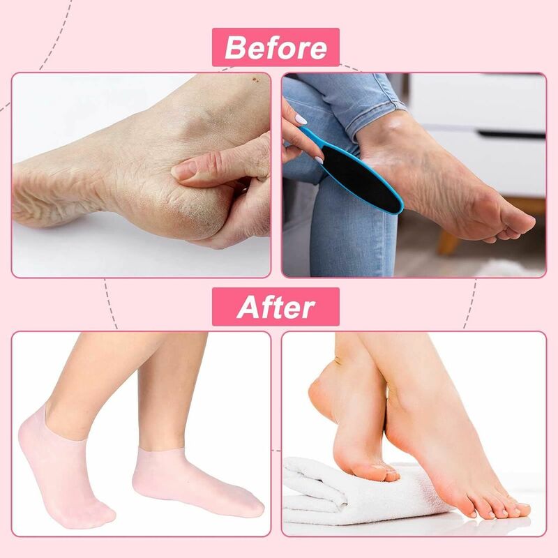 2pcs Foot Care Socks Exfoliating and Preventing Dryness Spa Silicone Socks Moisturizing Gel Socks Protector Foot Care Tools