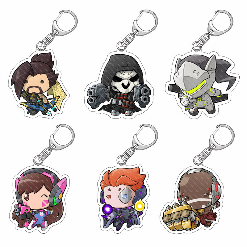 27 Styles Overwatch Keychain Clear Acrylic Key Chain Pendant Anime Accessories Cartoon Key Ring