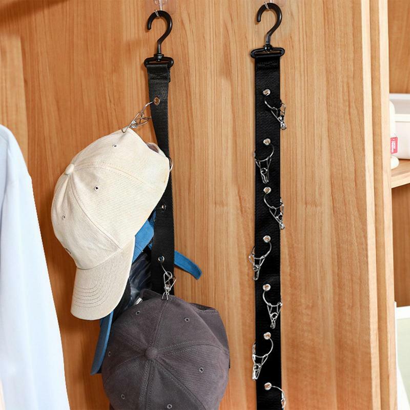 Soporte de sombrero para puerta de armario, organizador de sombreros de béisbol con Clips de almacenamiento, perchas de sombrero de ala ancha para organización de armario de pared