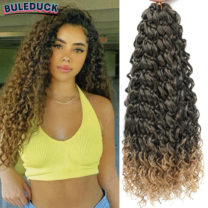 Buleduck 18 Inch Long GoGo Curl Crochet Braids Hair Bohemian Curly Hair Bundles Synthetic Water Wave Crochet Braids Curly Hair