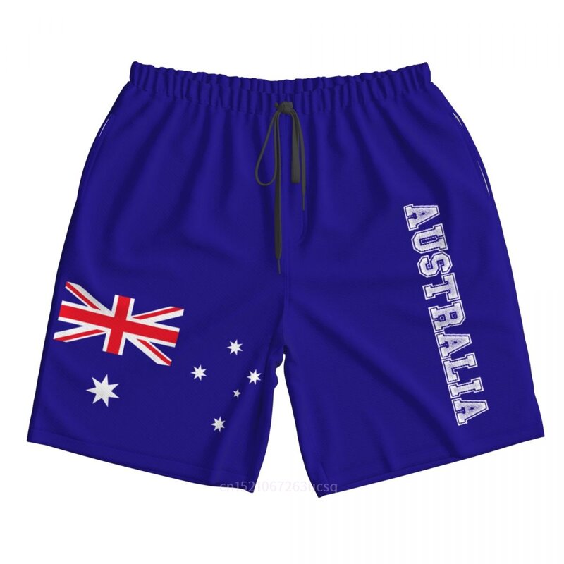 2023 Summer Polyester AUSTRALIA Country Flag 3D Printed Men's Board Shorts Beach Pocket Running Summer Pants