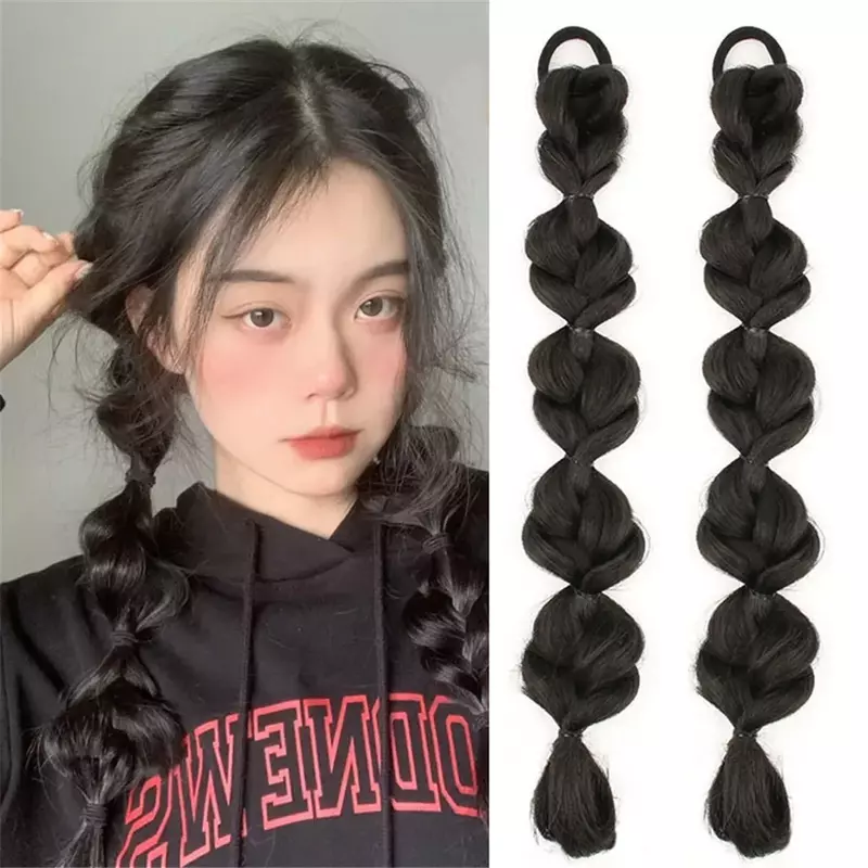 Korean Synthetic hair fiber heat-resistant ring ponytail bubble ponytail wig clip-on hair extension ponytail wig