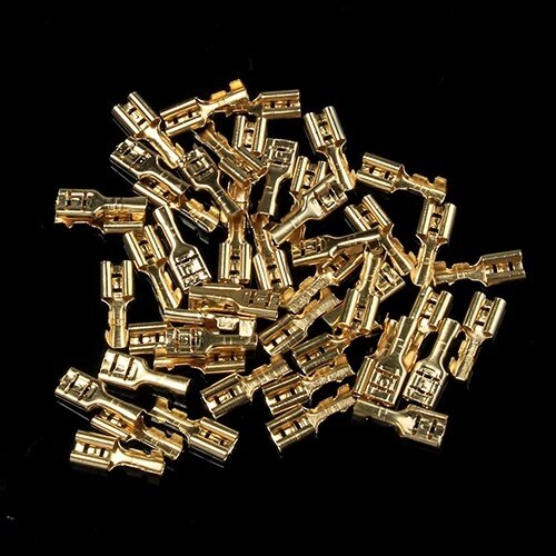 100Pcs/Lot 2.8/4.8/6.3mm Female Male Crimp Terminal Wire Connector Gold Brass/Silver Car Speaker Electrical Cable Terminals Kit