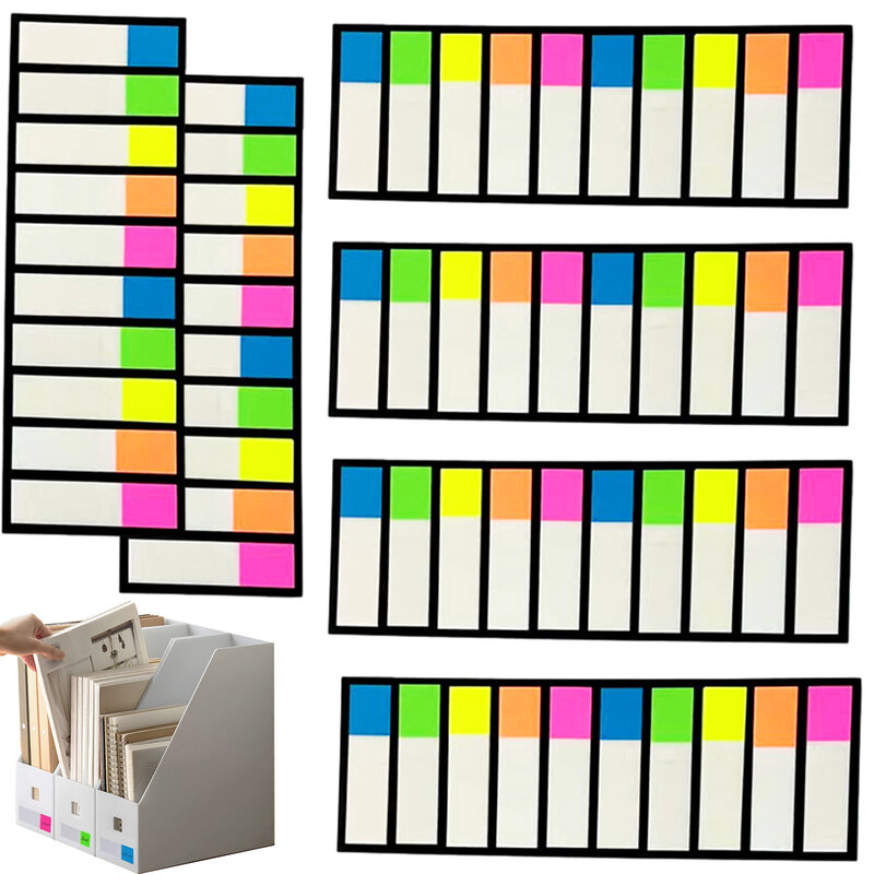 Office Smooth Writing Sticky Tabs, gravável, reposicionável, arquivos de classificação coloridos, auto-adesivo conveniente, 6 conjuntos