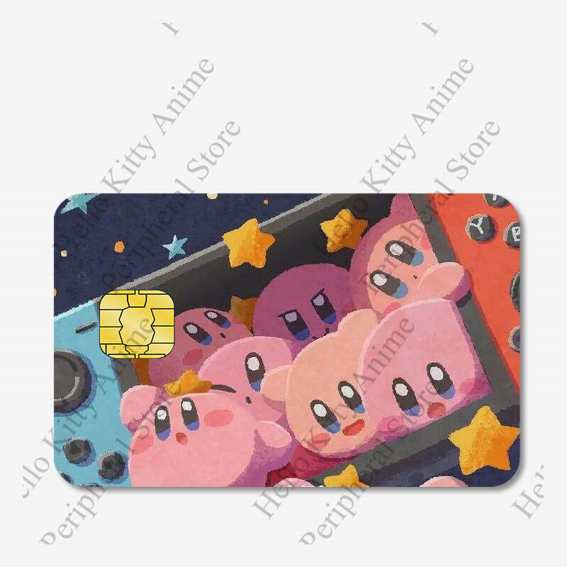 Carta di debito di credito adesivo Anime Kawaii Cartoon Cute Kirbys impermeabile Poker Sticker Film Tape Skin per piccoli regali con Chip grandi