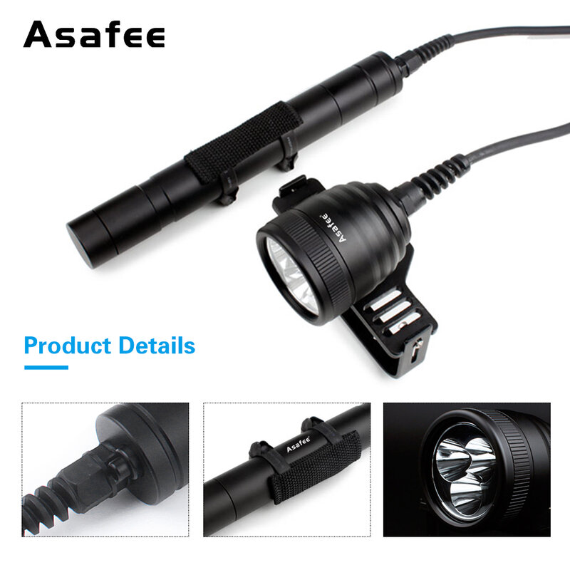 Asafee-linterna de luz LED para buceo, luz primaria de buceo IPX8, XM-L2 de 10 grados, U4, impermeable, DIV10