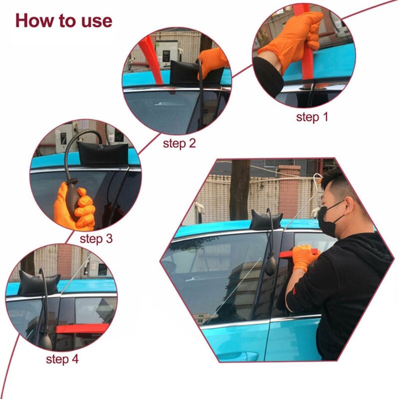 14 szt. Zestaw narzędzi do otwierania drzwi samochodu blokuje awaryjną pompę powietrza uniwersalną zestaw ratunkowy
