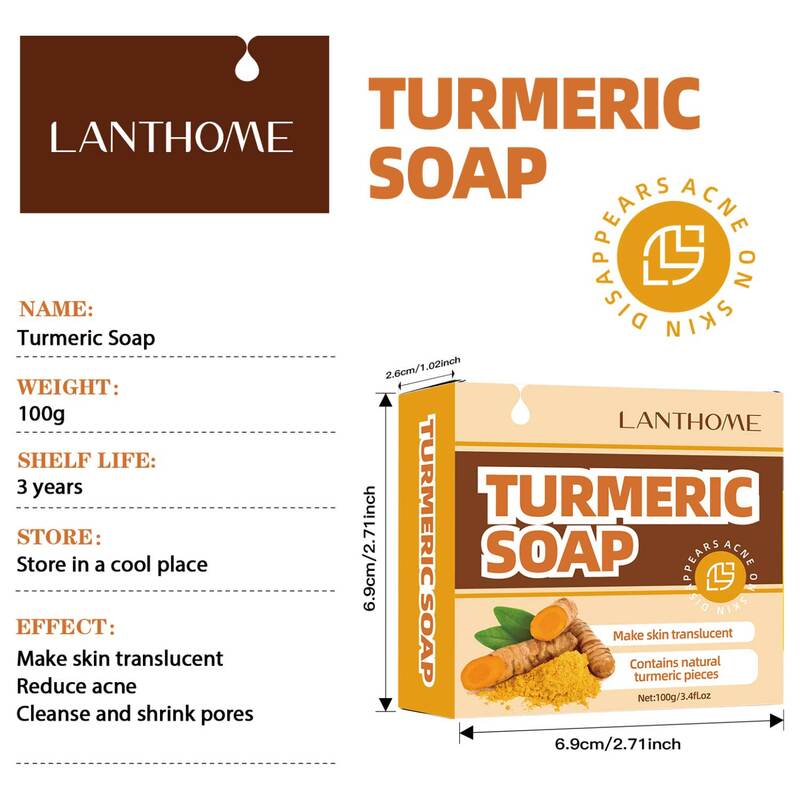 100g Turmeric Soap Kit Face Deep Cleaning Anti Acne Dark Spot Ginger Handmade Whitening Moisturizing Soap For Body