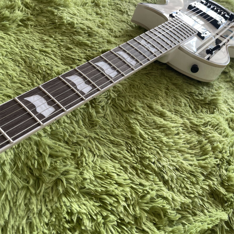 Spedizione gratuita in magazzino chitarra elettrica chitarra elettrica croce in ferro bianco Hardware nero chitarre con firma speciale Guitarra