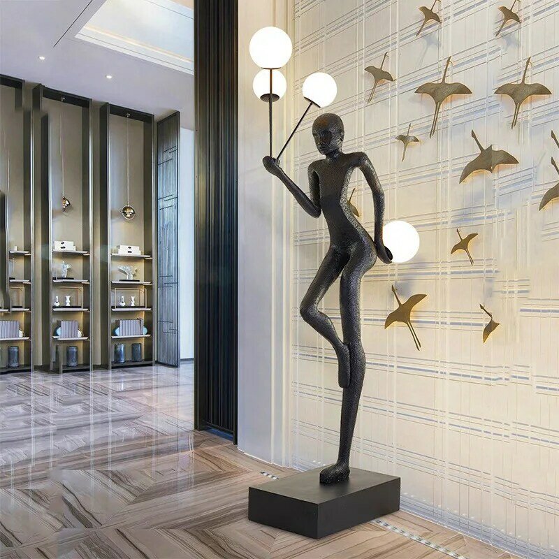 Boa vinda figura escultura luzes do assoalho salão de exposição departamento vendas lobby do hotel shopping arte criativa decoração da lâmpada visitantes