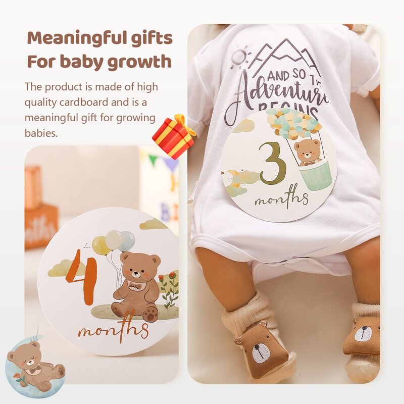 Wooden Baby Monthly Milestone Photo Cards Double Sided Photo Prop Milestone Discs Baby And Pregnancy Growth Announcement Cards