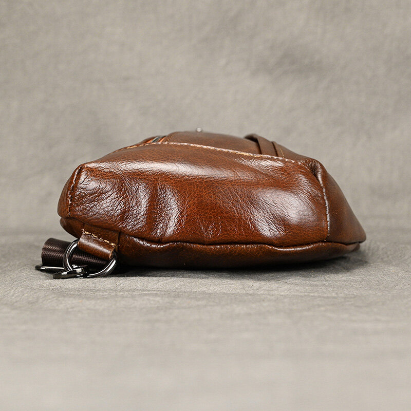 Chest Pack Casual Chest Bag Men Leather Chest Packs Mini Sling Bag Of Male Genuine Leather Crossbody Bag Single Shoulder Men Bag