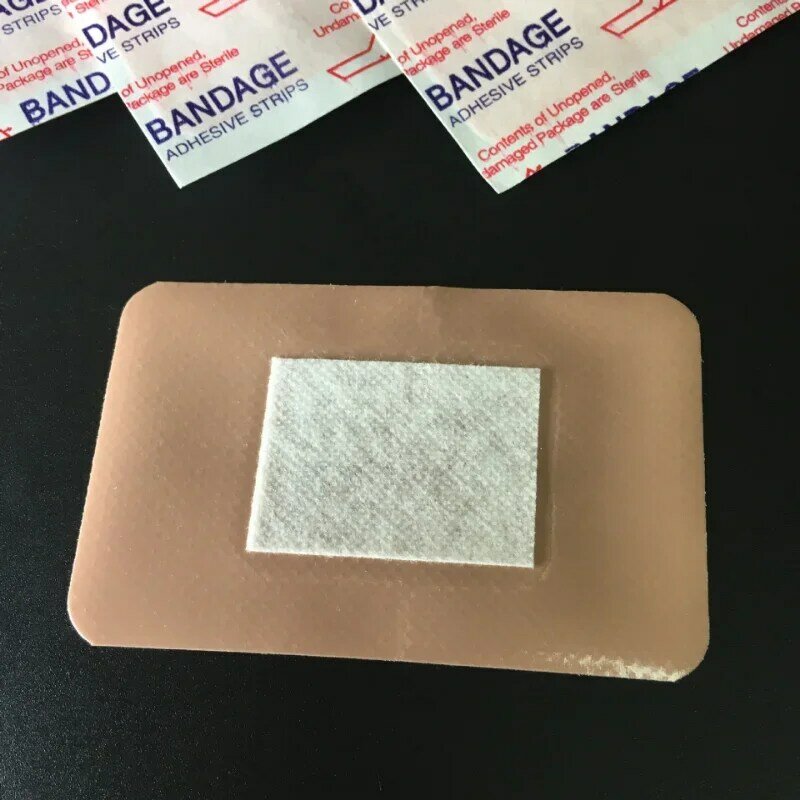 50pcs/set 7.6x5cm PE Skin Patch Band Aid Rectangle Wound Plaster for First Aid Strips Wound Dressing Tape Adhesive Bandages
