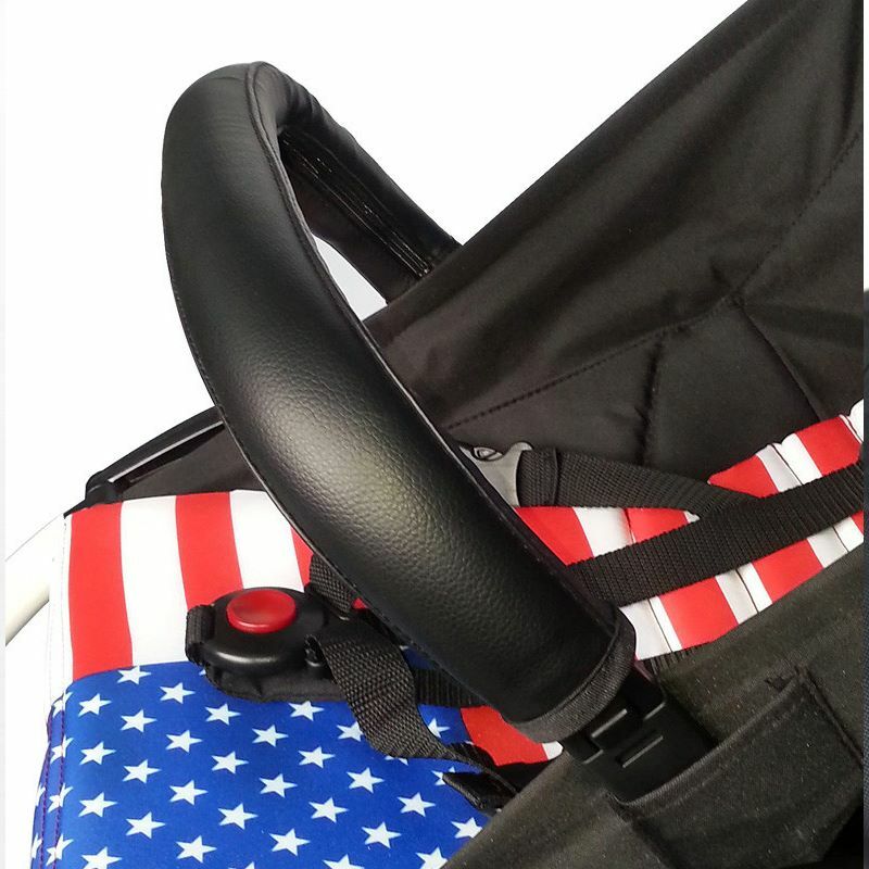 Baby Stroller Armrests Cover PU Leather Waterproof Handle Bar Grip Protective Zipper Sleeve Baby Carriage Accessories