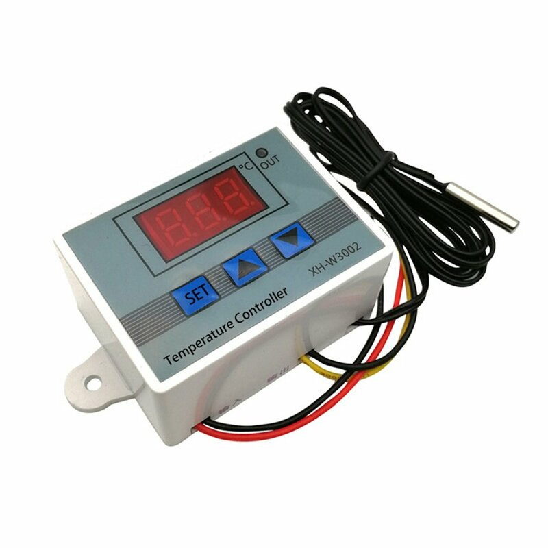 Pengontrol suhu LED Digital, pengukur sakelar kontrol temperatur dingin panas 12V/24V/220V